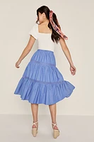 Lana Crochet Tiered Midi Skirt
