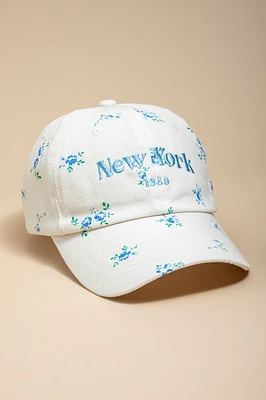 New York 1989 Floral Baseball Hat