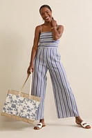 Holly Burlap Floral Tote Bag