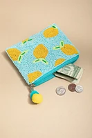Stella Lemon Beaded Pouch
