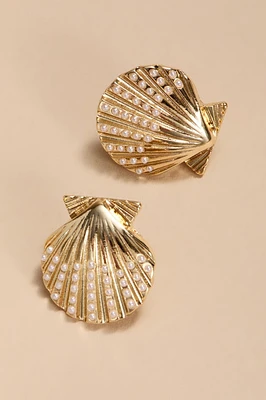 Gina Pearl Clamshell Stud Earrings
