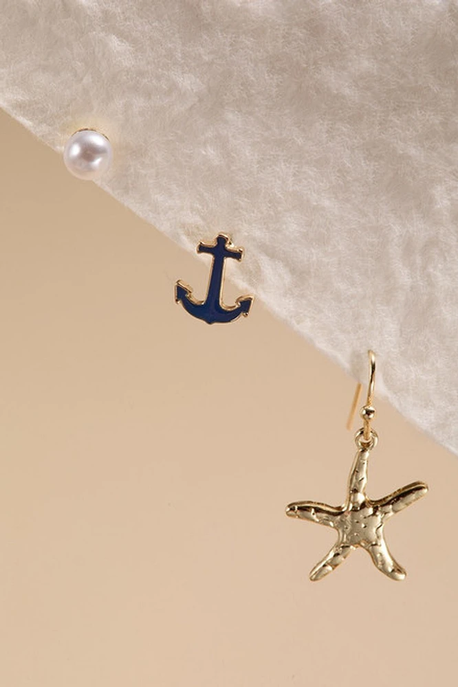 Liza Anchor Mixed Earring Set