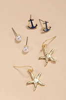 Liza Anchor Mixed Earring Set