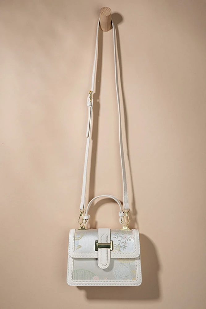 Dorothy Satin Floral Pattern Satchel Bag