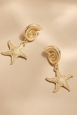 Elsa Starfish Swirl Drop Earrings