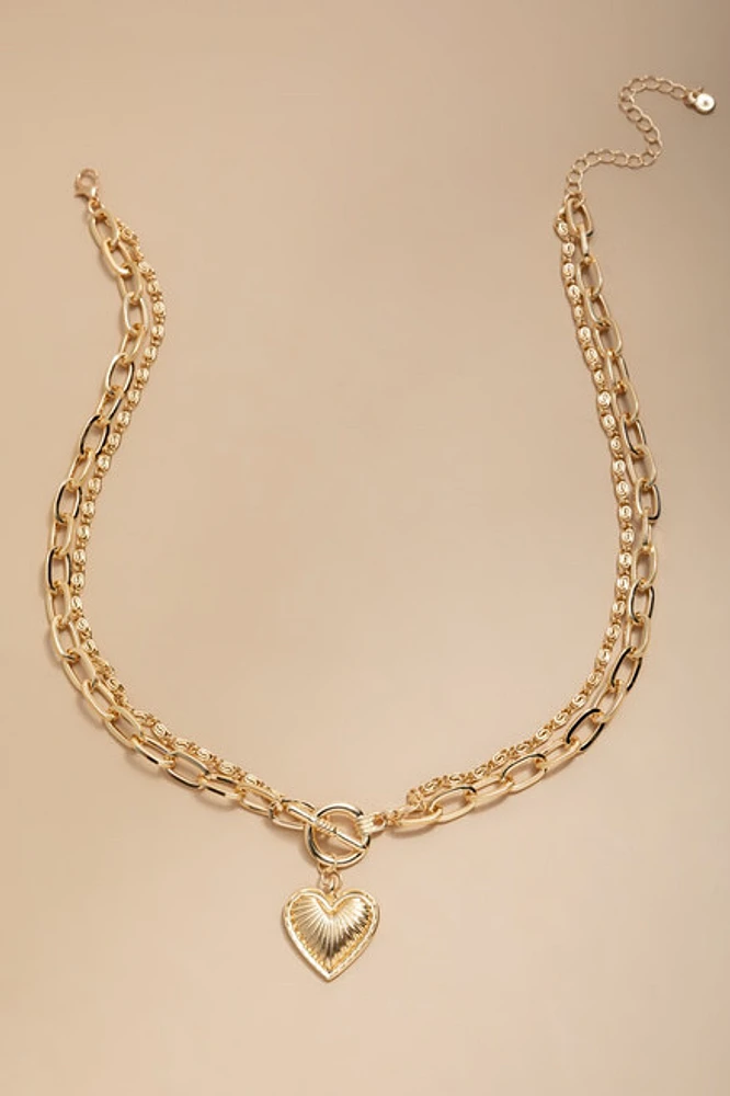 Robyn Gold Heart Pendant Necklace