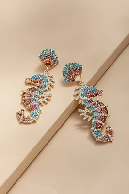 Alex Pave Seahorse Drop Earrings