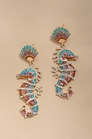 Alex Pave Seahorse Drop Earrings