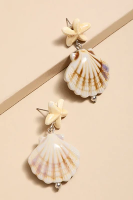 Sandy Starfish Seashell Drop Earrings