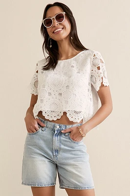 Haily Short Sleeve Crochet Top