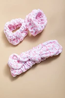 Pink Floral Print Spa Hair Set