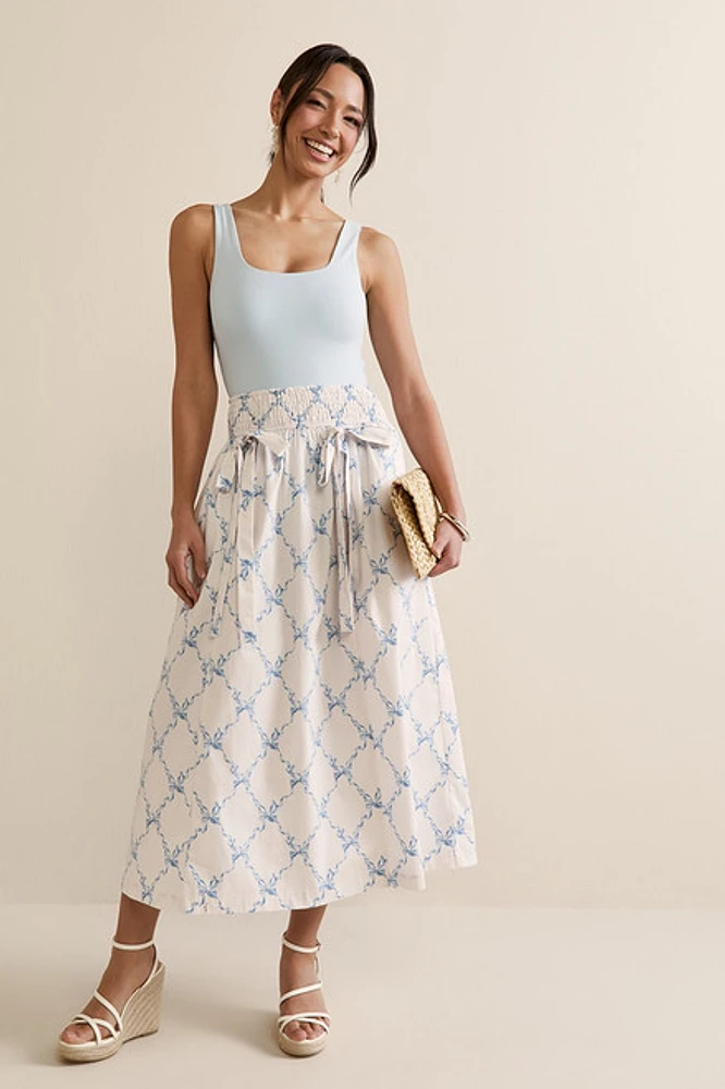 Nina Bow Front Midi Skirt