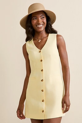 Marcy Button Down Yellow Mini Dress