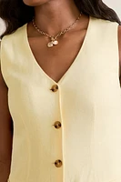 Marcy Button Down Yellow Mini Dress