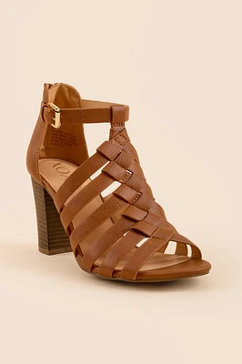 XOXO Baxter Caged Stacked Heels Brown