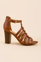 XOXO Baxter Caged Stacked Heels Brown