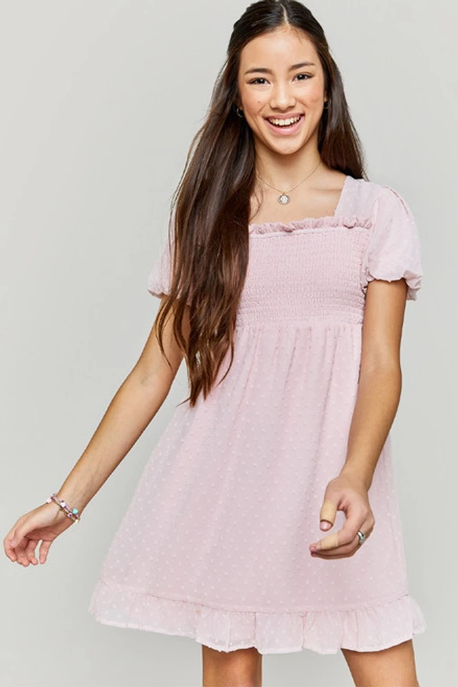 franki Puff Sleeve Swiss Dot Dress for Girls