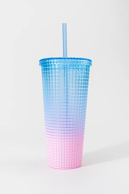 Two-Tone Square Semi transparent Tumbler Blue 24oz