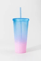 Two-Tone Square Semi transparent Tumbler Blue 24oz
