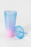 Two-Tone Square Semi transparent Tumbler Blue 24oz