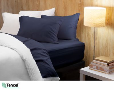 Eucalyptus Luxe Sheet Set - Navy by QE Home  (Queen, Blue)