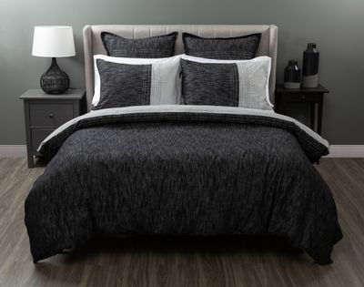Tomas Duvet Cover by QE Home  (Queen, Grey)
