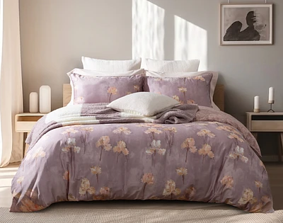 Irisette Floral Duvet Cover, Cotton, Floral, Purple,