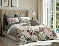 Positano Floral Duvet Cover, TENCEL Lyocell, Floral, Beige,