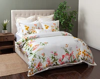 Corsage Floral Duvet Cover, Cotton, Bamboo Floral, White,