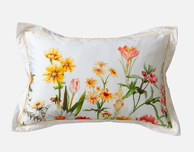 Corsage Floral Pillow Sham, Floral, White,