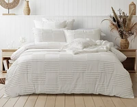 Caro Duvet Cover, Cotton, Geometric, White,