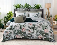 Yolanda Duvet Cover, Bamboo Cotton, Botanical, Green,