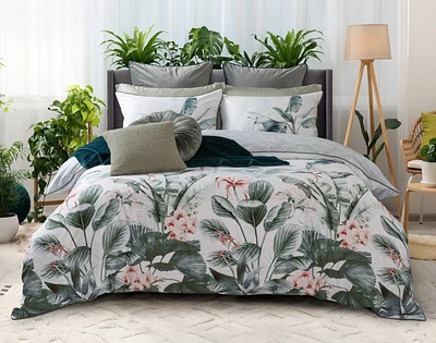 Yolanda Duvet Cover, Bamboo Cotton, Botanical, Green,