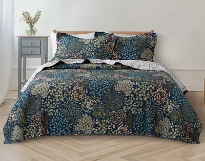 Kindred Cotton Quilt Set, Botanical, Blue,