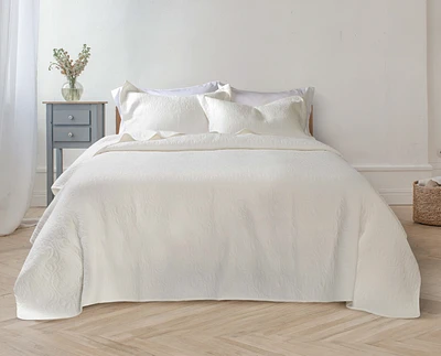 Claire Quilt Set, Geometric, White,