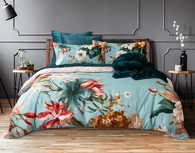 Rosetti Floral Duvet Cover, TENCEL Lyocell, Floral, Blue,