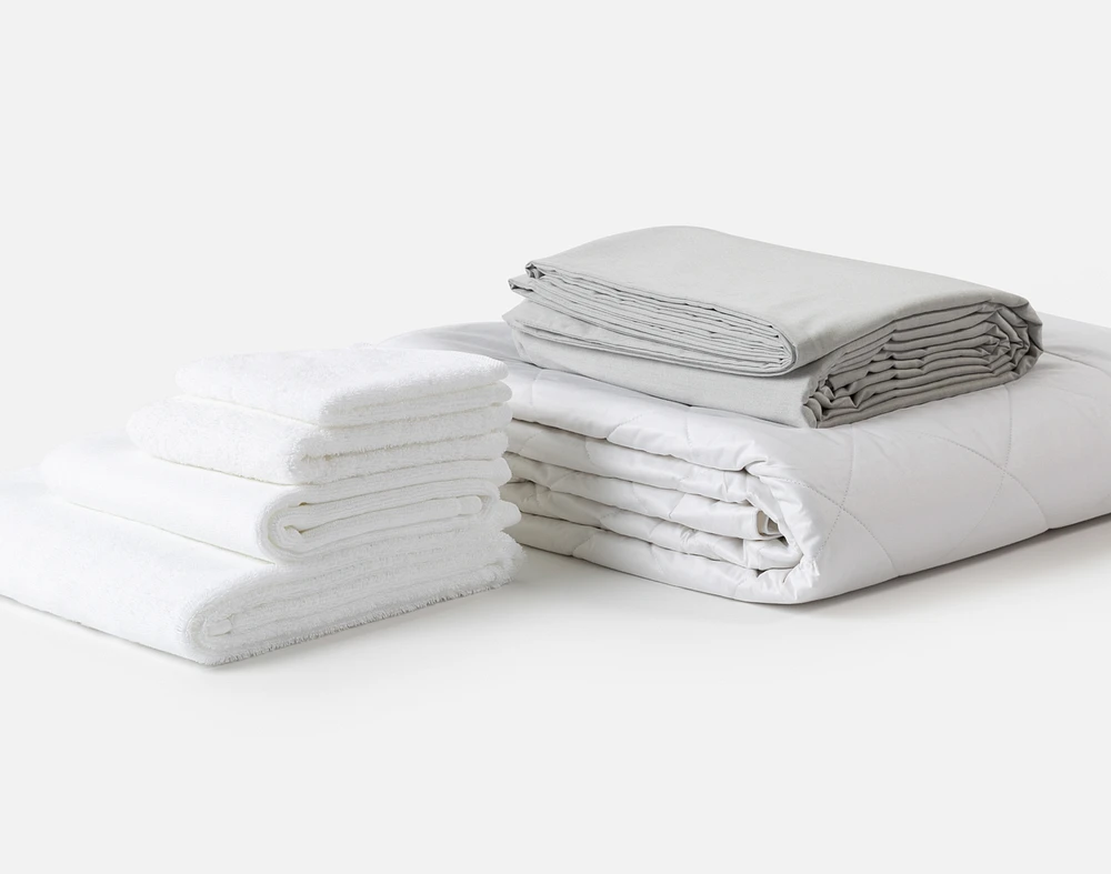 6-Piece Bath & Bedding Essentials Bundle - Charcoal White,