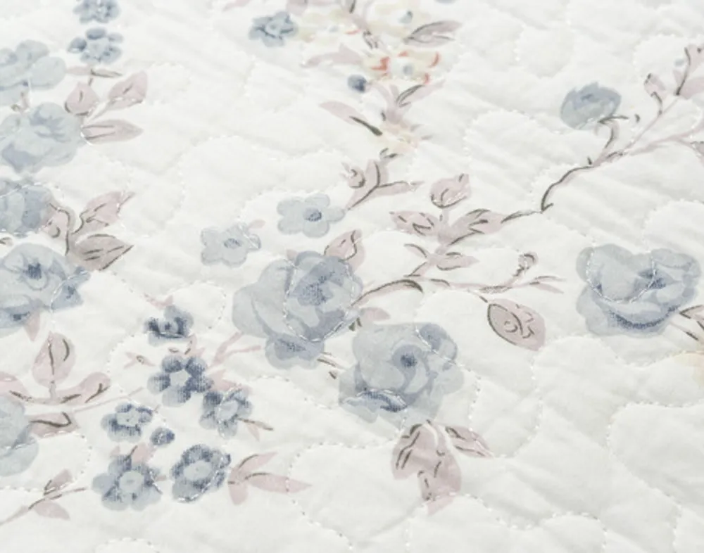 Annalise Cotton Quilt Set, Botanical, Grey,