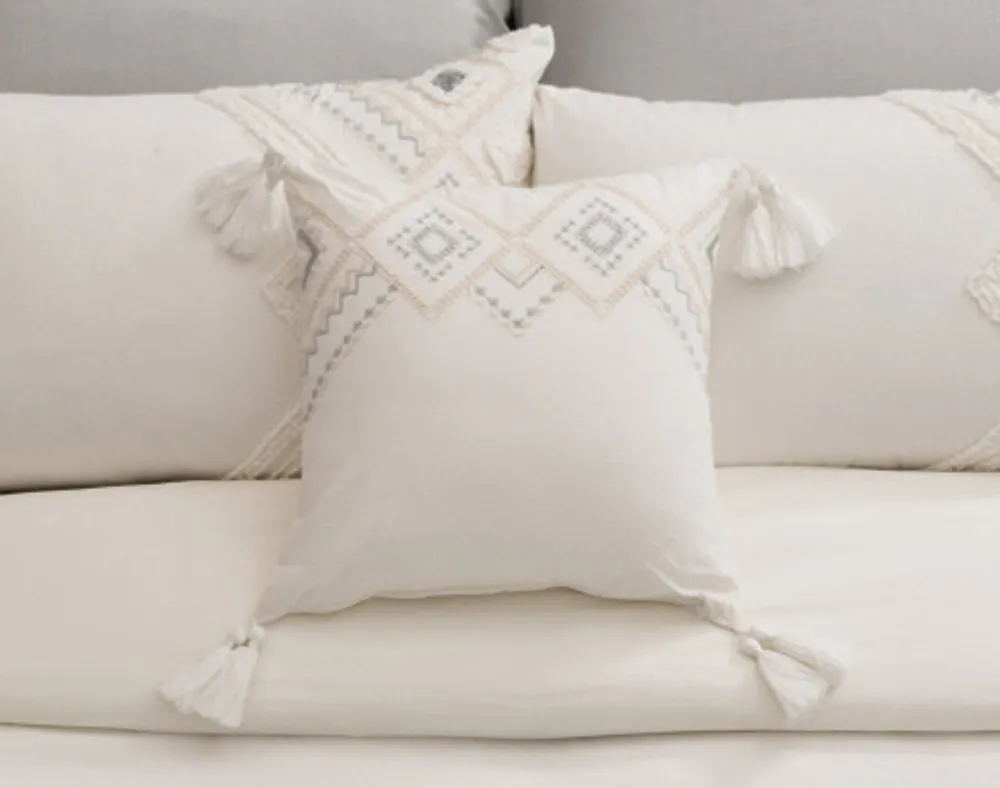 Charity Square Cushion Cover, Geometric, White, 18" x 18"