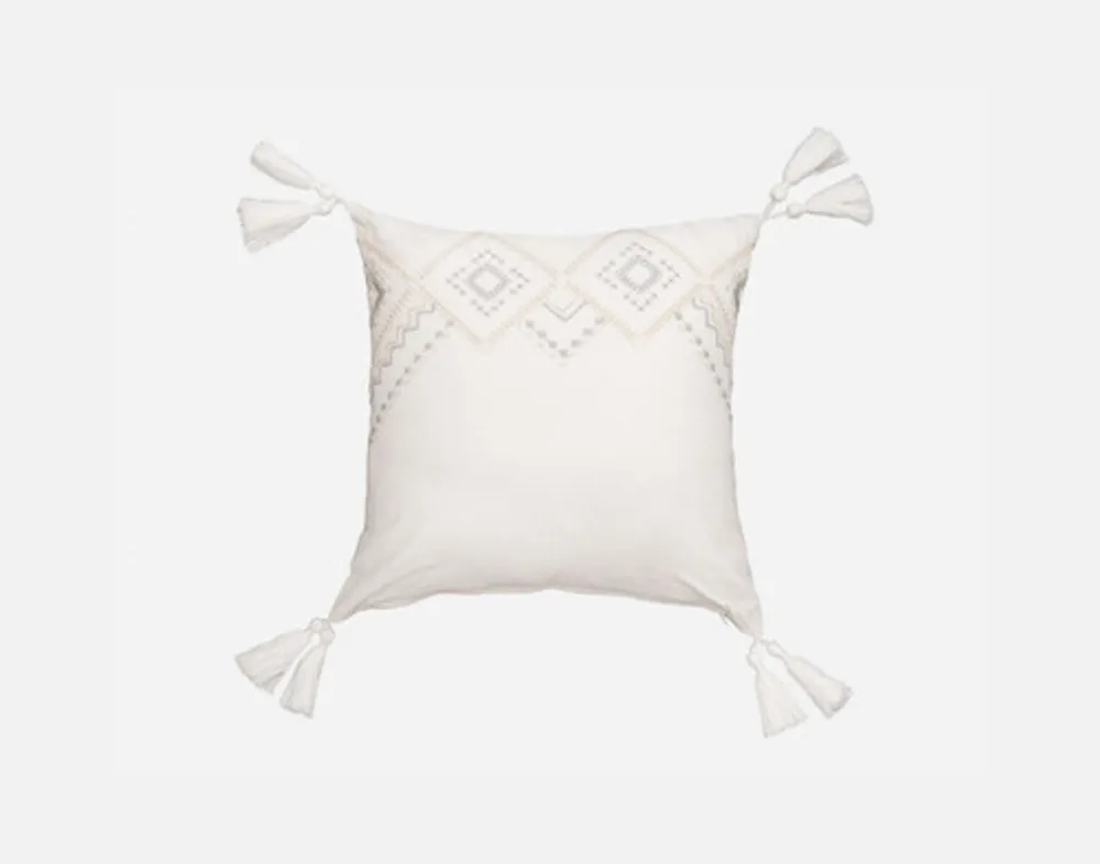 Charity Square Cushion Cover, Geometric, White