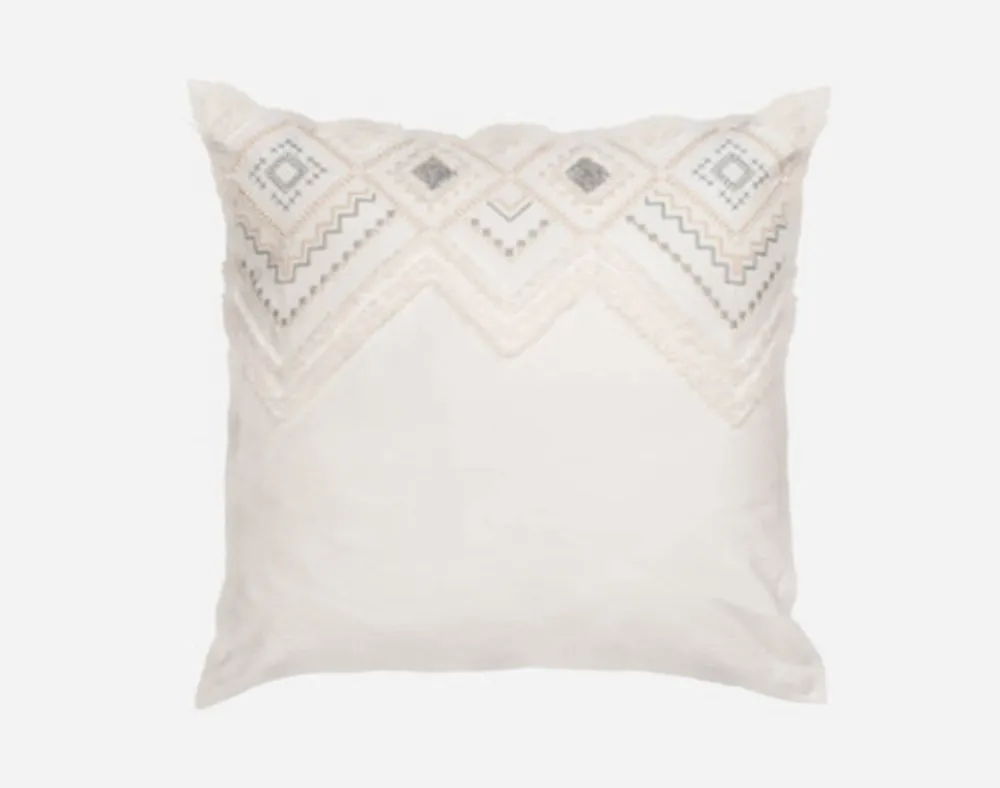 Charity Euro Sham, Geometric, White, 26" x 26"