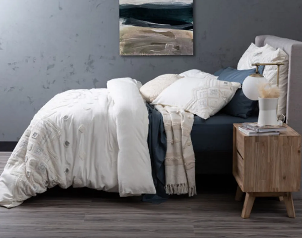 Charity Duvet Cover, Cotton, Geometric, Beige,