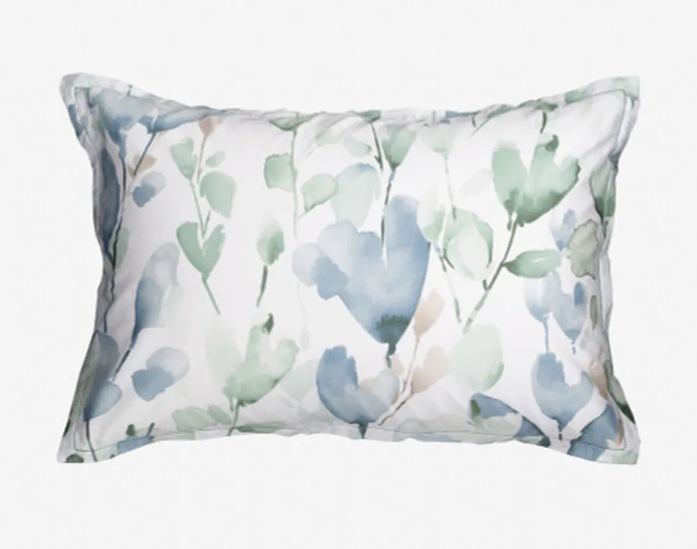 Della Pillow Sham, Botanical, Blue,