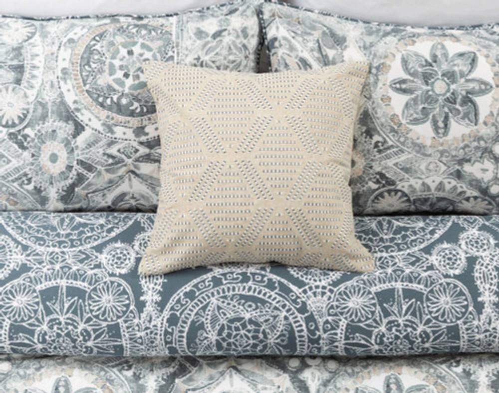 Sonesta Square Cushion Cover, Geometric, Blue