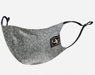 100% Silk Reusable Face Mask - Silver Leopard - FINAL SALE by QE Home  (Grey)