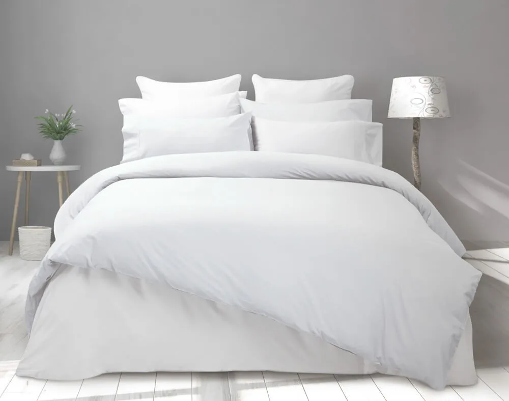 Cotton Percale Blend Duvet Cover - White