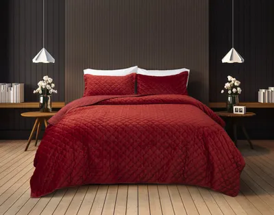 Lattice Ruby Quilt Set, Red, King