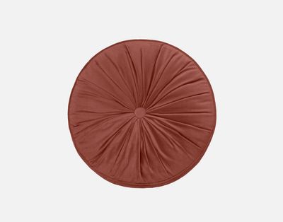Round Corduroy Cushion - Clay by QE Home  (Red)