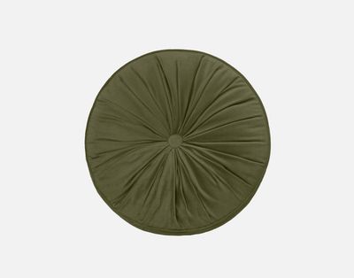 Round Corduroy Cushion - Olive by QE Home  (Green)