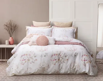 Angelica Duvet Cover, Cotton, TENCEL Lyocell, Floral, White,